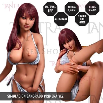 Experiencia Realista en Muñeca TPE de 160 cm con Senos Suaves, Himen y Efecto Húmedo